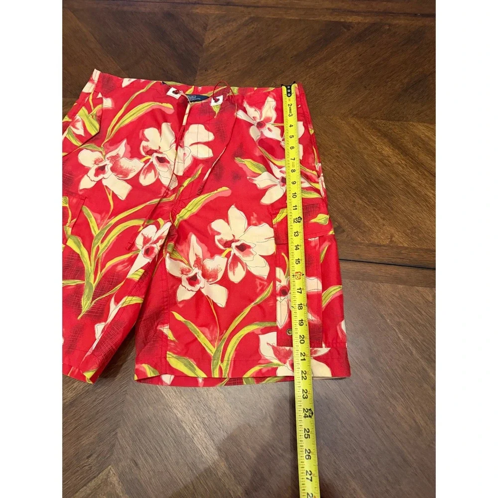 Polo Ralph Lauren Red Floral Orchid Cargo Swim Trunks Board Shorts Mens Large